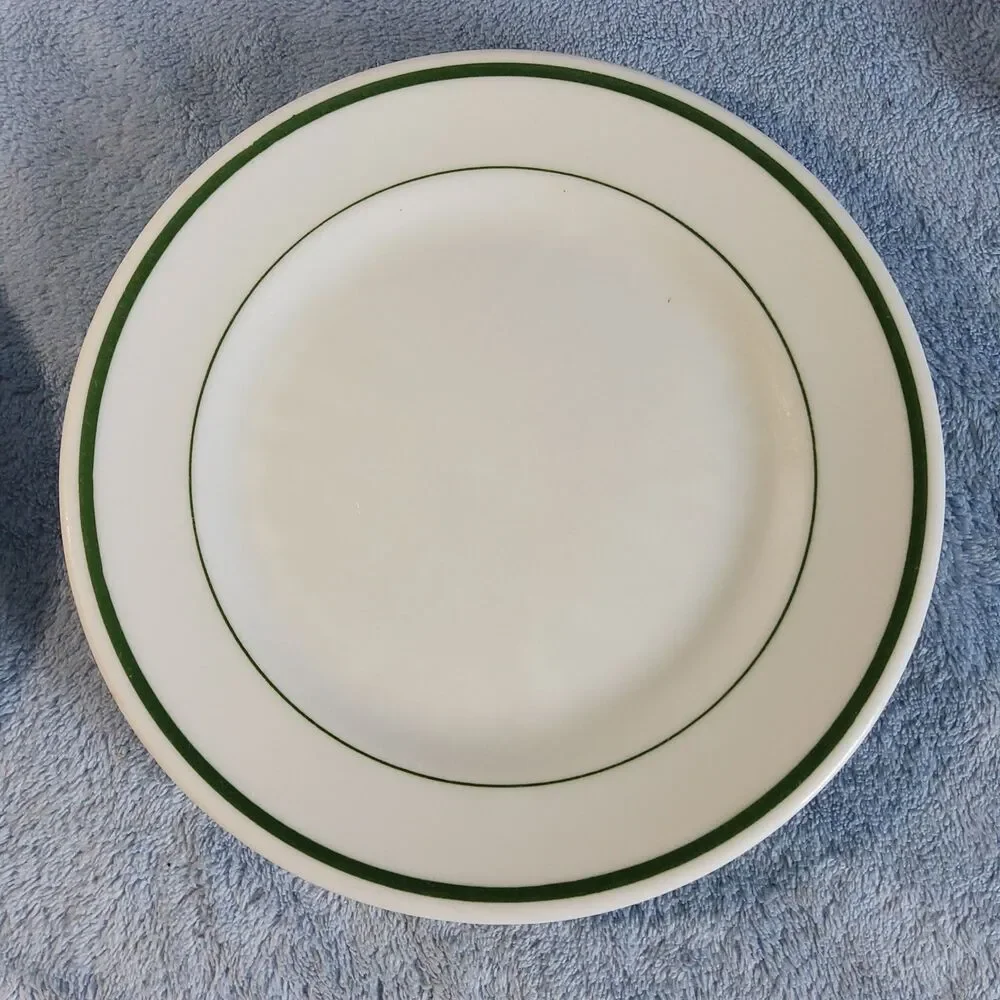 2 Vintage Restaurantware Albert Pick Co Green Band Salad Bread Plates 7.5